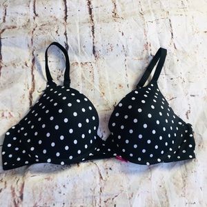 Victoria’s Secret Pink Polka Dot Push Up Bra 36B